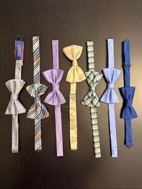Adjustable Bow Tie Set - Assorted Blue, Purple, Gold, Gray, Plaid
